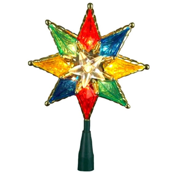 Kurt Adler 10-Light 8-Inch 8-Point Multi-Colored Star Treetop - Picture 1 of 10